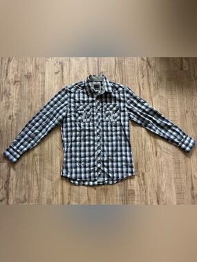Western 7 Diamonds cowboy stampede country rodeo Men's Plaid Long-Sleeve Shirt